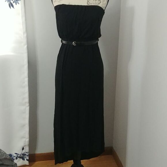American Dream Black Strapless Hi/Low Maxi w/ belt - Picture 1 of 12
